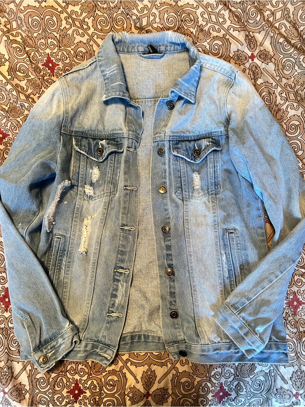 Women Windsor Light Blue Distressed Denim Jacket Small